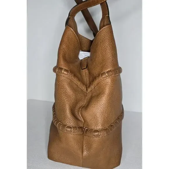 Vince Camuto Hobo Shoulder Bag Pebbled Leather Purse Tassels in Cognac Brown Lg - Picture 6 of 13
